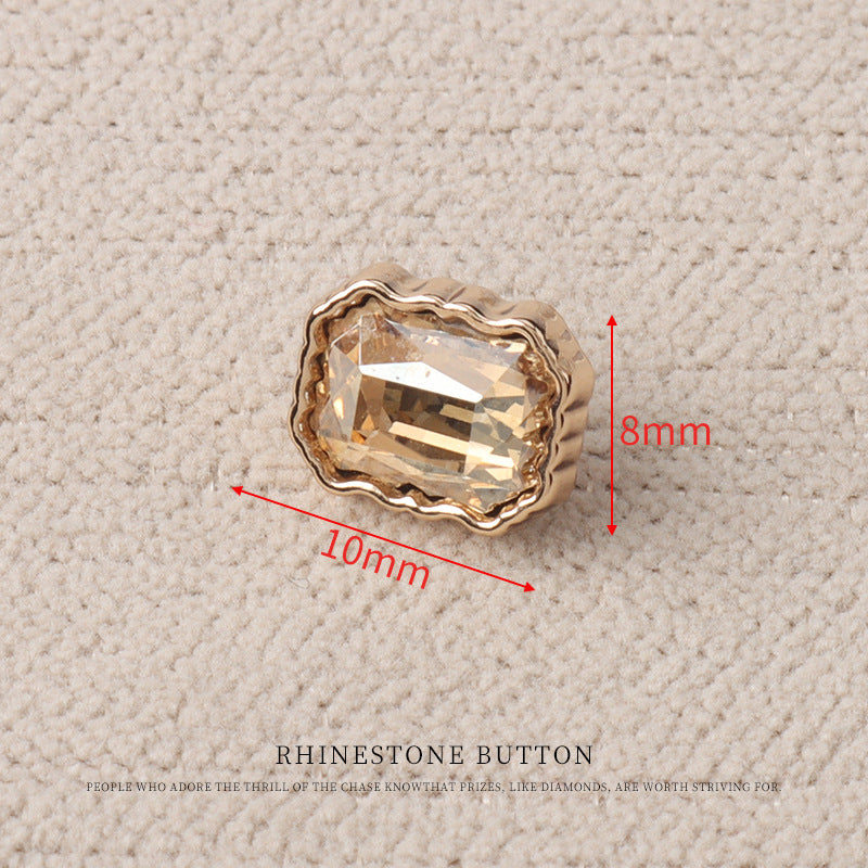 Heart Drop Shaped Oval Rectangular Metal Crystal Small Buttons 10pcs