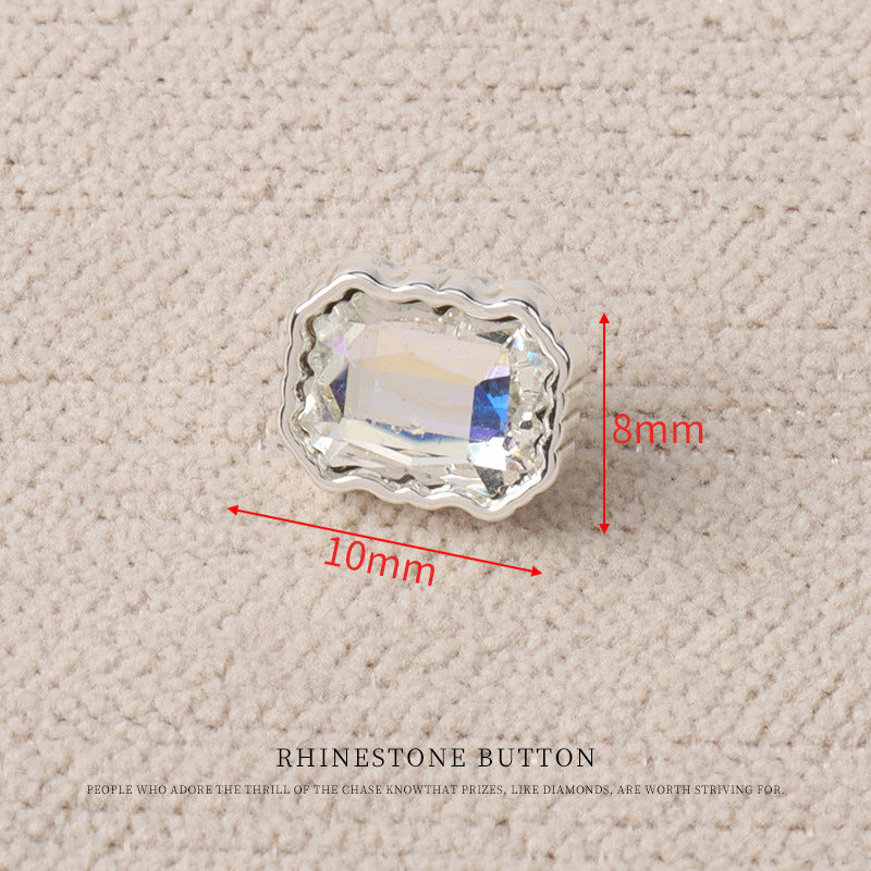 Heart Drop Shaped Oval Rectangular Metal Crystal Small Buttons 10pcs