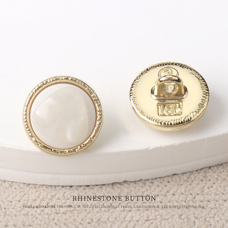 11mm Golden Metal Resin Pearl Luster Buttons for Women's Chiffon Shirts - Lots of Buttons