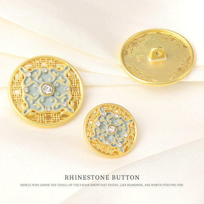 17/23mm Diamond Chinese Style Metal Hollow Shank Buttons for Outerwear 10pcs
