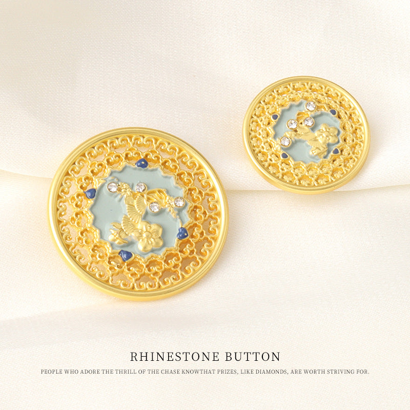 Botones de metal dorado de temática étnica vintage china de 17/23 mm para suéter cardigan 10 piezas