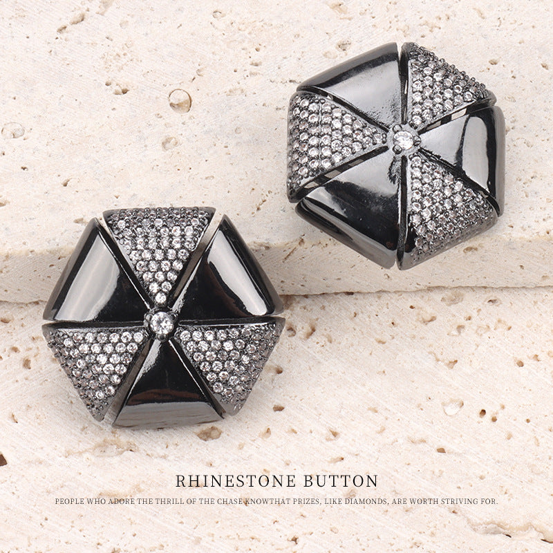 Gunmetal Zwart Koper Holle Diamanten Knop voor Bontjassen 2st