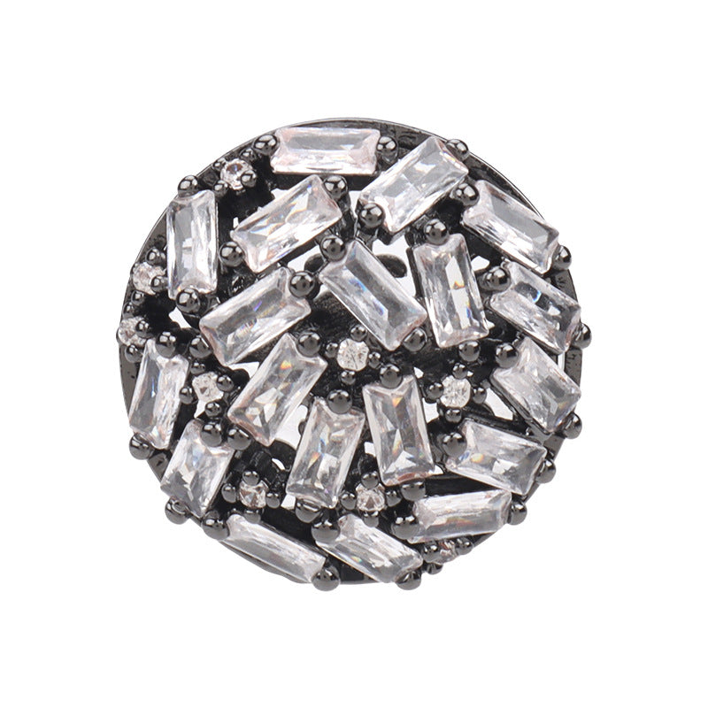 Boutons en cuivre creux en zircon de haute qualité en gunmetal argenté 2 pièces