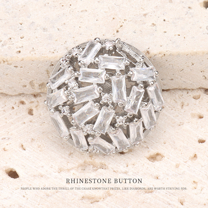 Boutons en cuivre creux en zircon de haute qualité en gunmetal argenté 2 pièces
