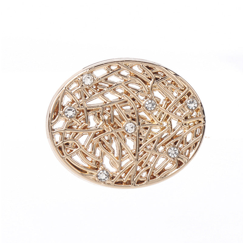 Rose Gold Oval Triangle Hollow Metal Rhinestone Knapper for Jakker Genser 20stk