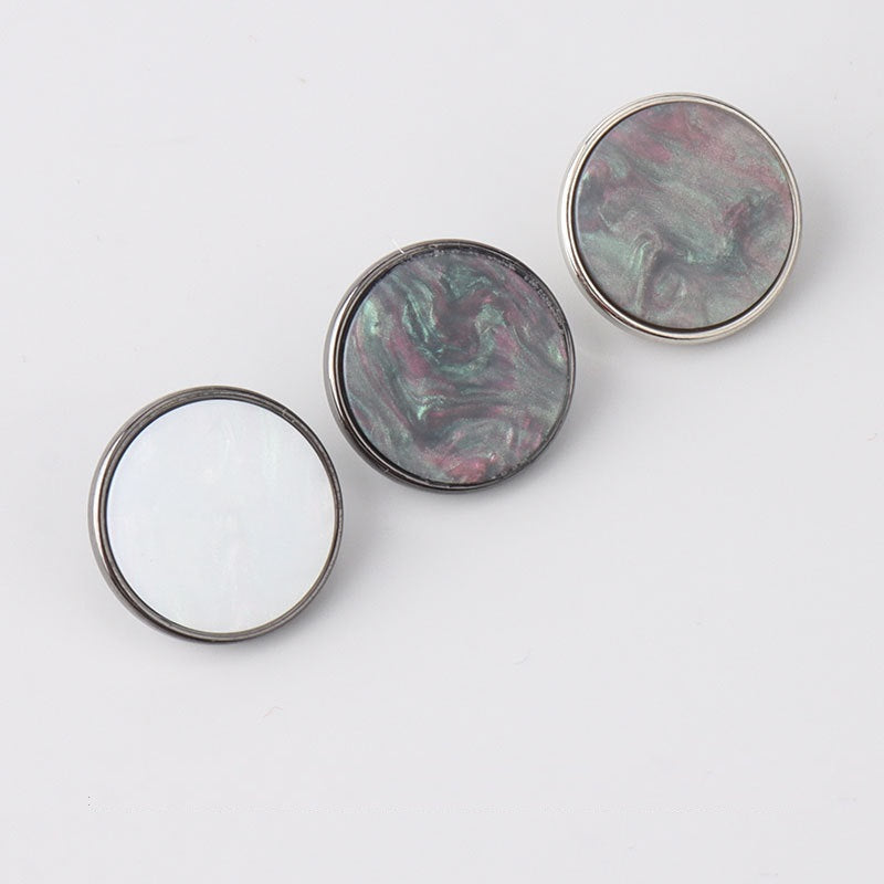 15-20mm Flat Metal Resin Shank Buttons for Woolen Coats 12pcs