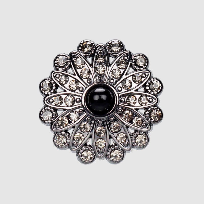 25mm Sunflower Shaped Rhinestone Pearl Buttons for Women Blazers 4pcs