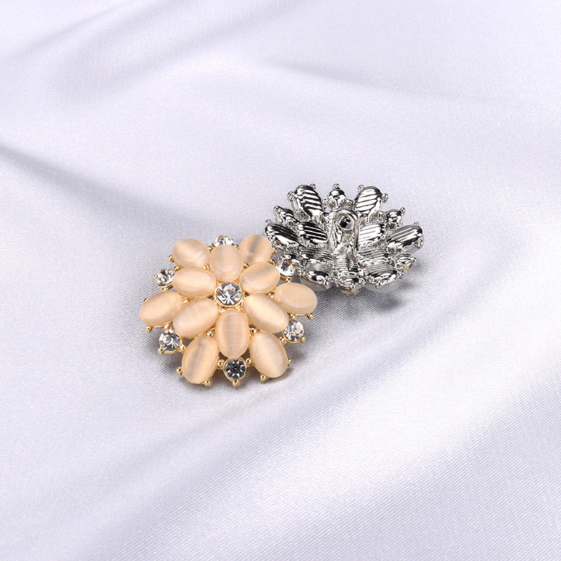 27mm Gold Silver Metal Rhinestone Crystal Buttons for Women's Fur Jackets 2pcs - Lots of Buttons