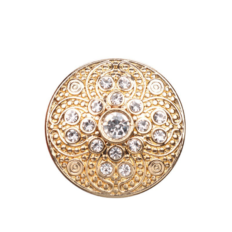 25mm Golden Silver Rhinestone Metal Shank Buttons for Women Blazers 5pcs