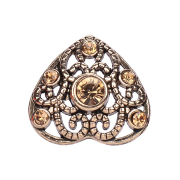 Botones de metal huecos en forma de corazón de 21.5mm en oro y plata vintage con rhinestones, 6 piezas