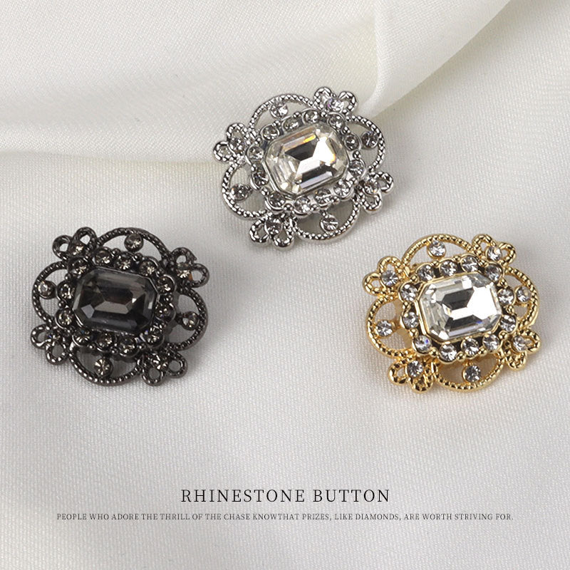 20mm Gold Silver Black Large Crystal Rhinestone Buttons for Sweater 4pcs