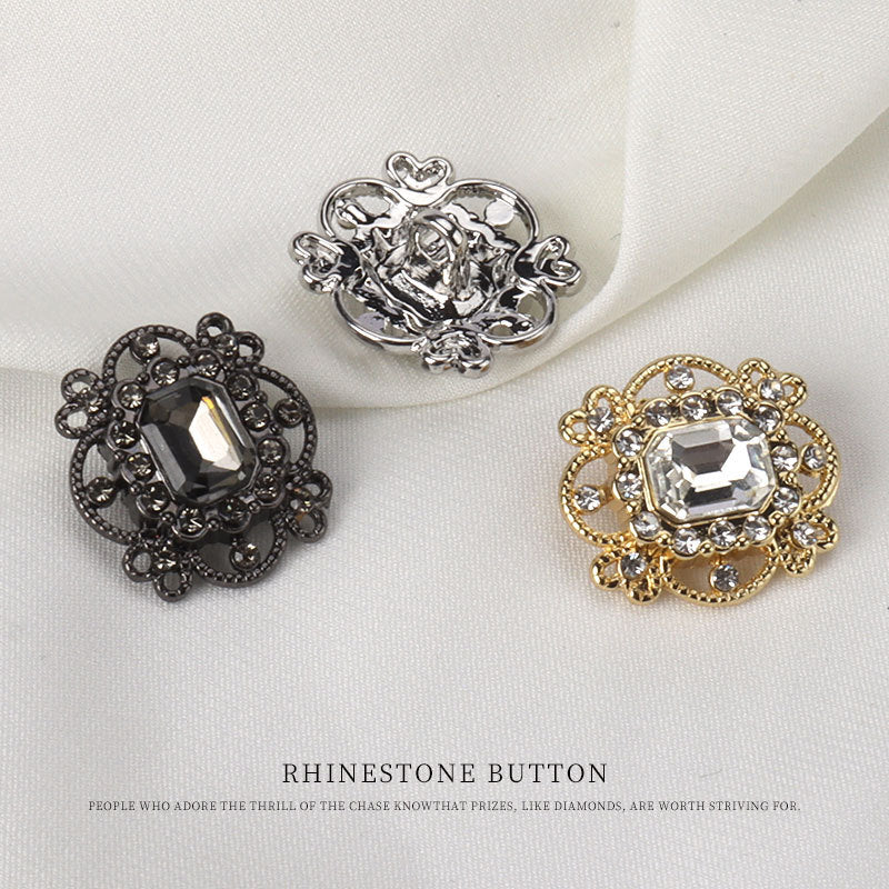 20mm Gold Silver Black Large Crystal Rhinestone Buttons for Sweater 4pcs
