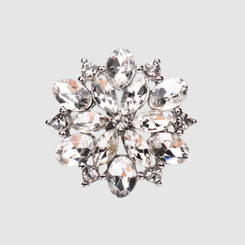 20mm Golden Silver Floral Hollow Rhinestone Metal Buttons for Cardigan 2pcs
