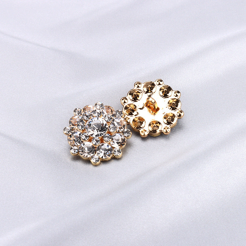 18/24mm Luxurious Diamond Metal Shank Buttons for Garment Decoration 2pcs