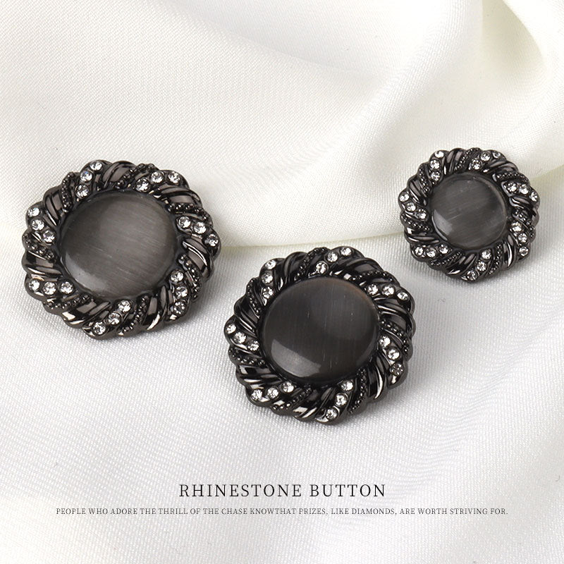 18-25mm Golden Black Round Cat's Eye Stone Metal Buttons with Shanks 12pcs 