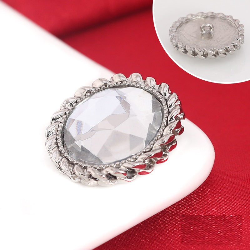 Boutons en métal doré argenté avec strass à tige de 20/25 mm, 12 pièces