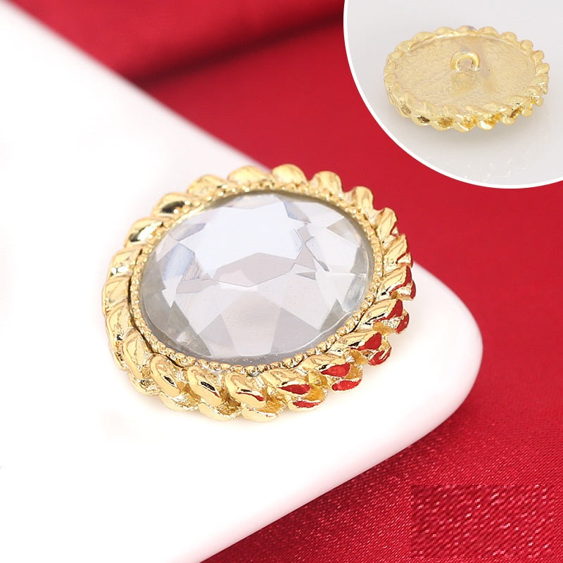 Boutons en métal doré argenté avec strass à tige de 20/25 mm, 12 pièces