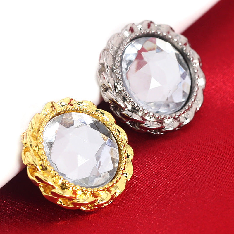 20/25mm Golden Silver Metal Rhinestone Shank Buttons 12pcs