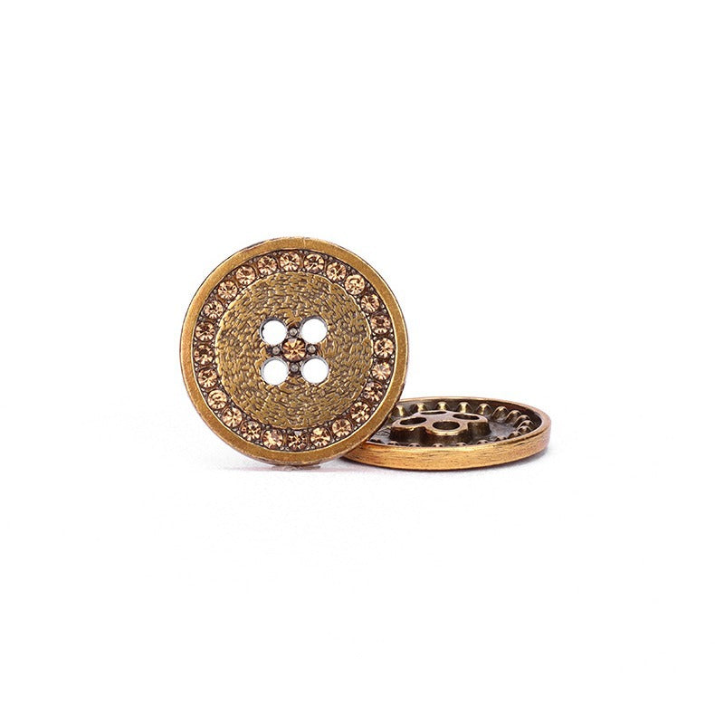 18/20/23/25mm Round Rhinestone Metal Flat Four Hole Buttons 12pcs