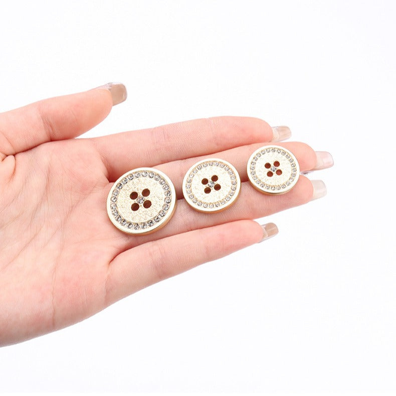 18/20/23/25mm Round Rhinestone Metal Flat Four Hole Buttons 12pcs