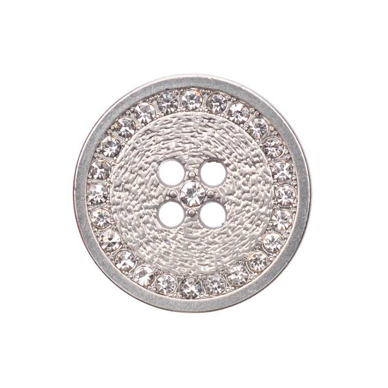 18/20/23/25mm Round Rhinestone Metal Flat Four Hole Buttons 12pcs