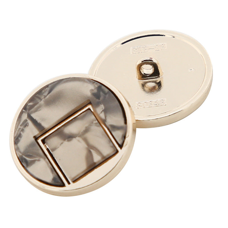 18/23mm Rund Fyrkant Vit Brun Resin Metallknapp 12st