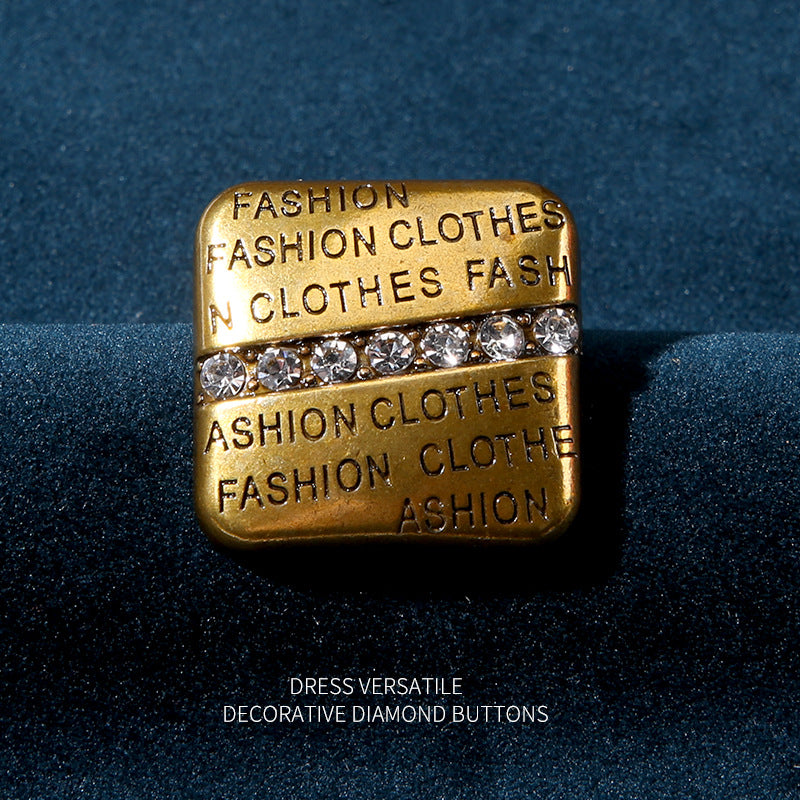 Vintage Golden Silver Square Rhinestone Buttons for Men Women Coats 12pcs