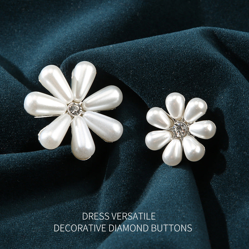 23-32mm Floral Pearl Button Metal Base Handle for Children's Clothes 6pcs - Lots of Buttons