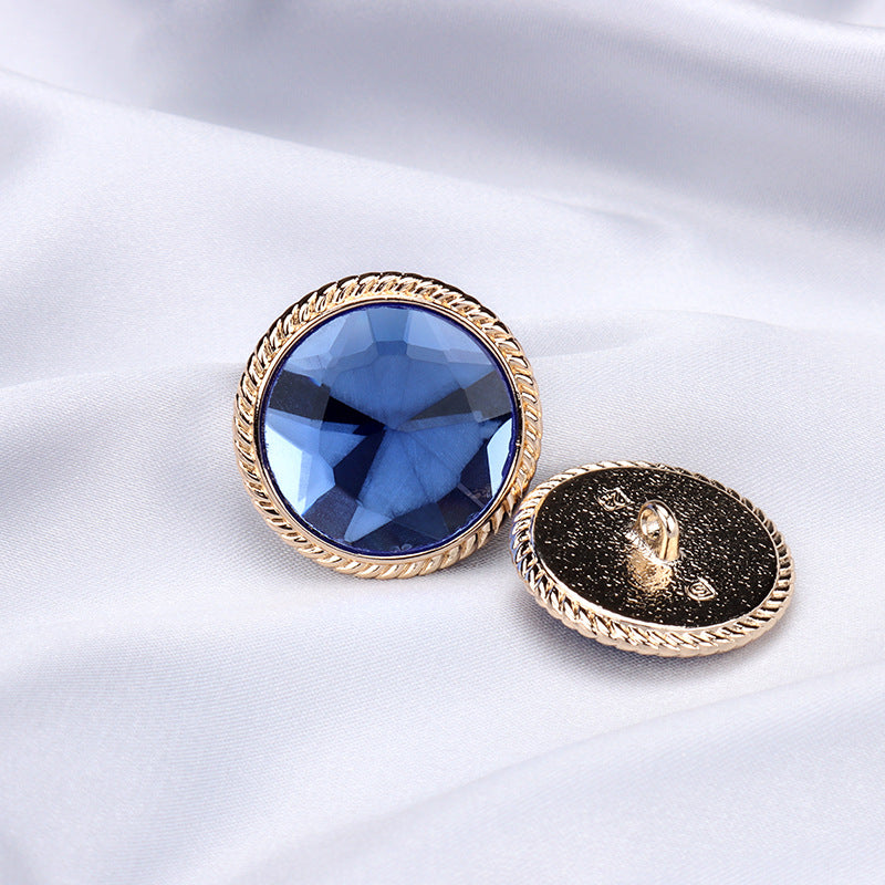 25mm Colored Glass Golden Metal Shank Buttons for Women Coats 6pcs
