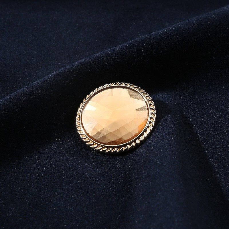 25mm Colored Glass Golden Metal Shank Buttons for Women Coats 6pcs