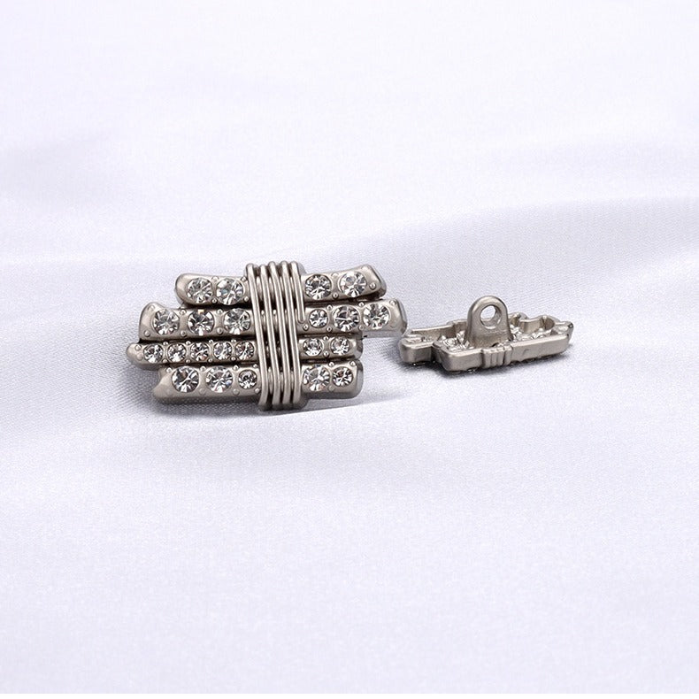 20/24/30mm Lange Stripsformede Bundne Metall Rhinestone Knapper 12stk
