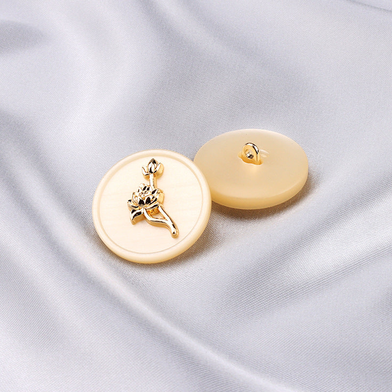 18/23/25mm Rund Beige Resin Metall Rosett Knappar 15 Pack