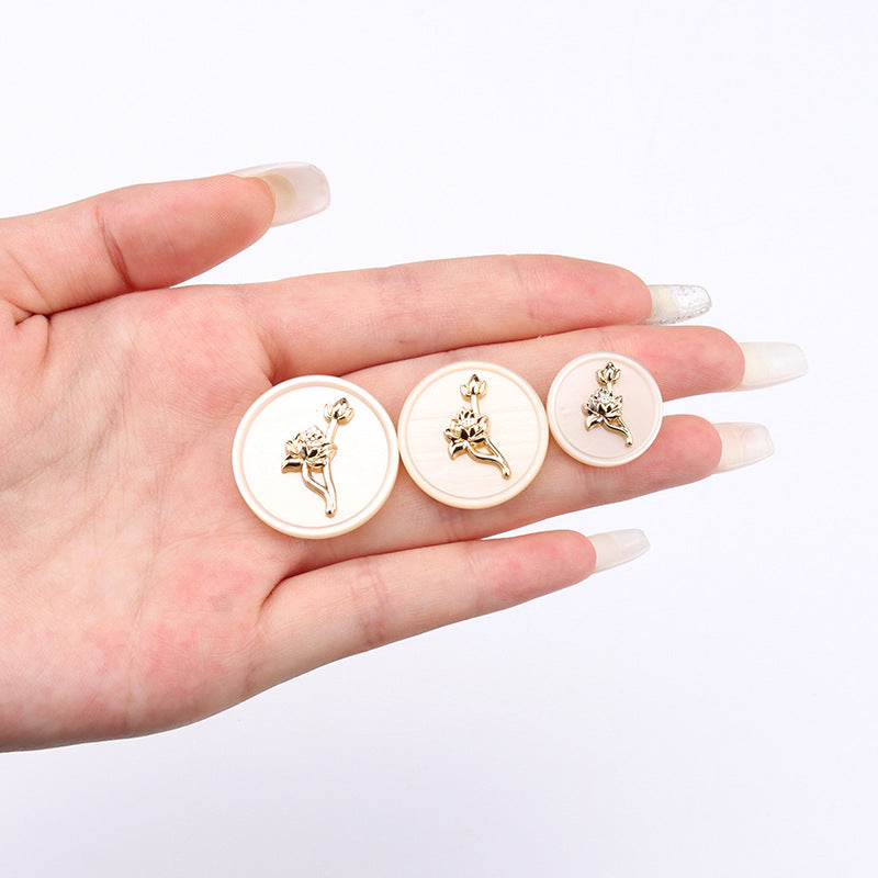 18/23/25mm Rund Beige Resin Metall Rosett Knappar 15 Pack