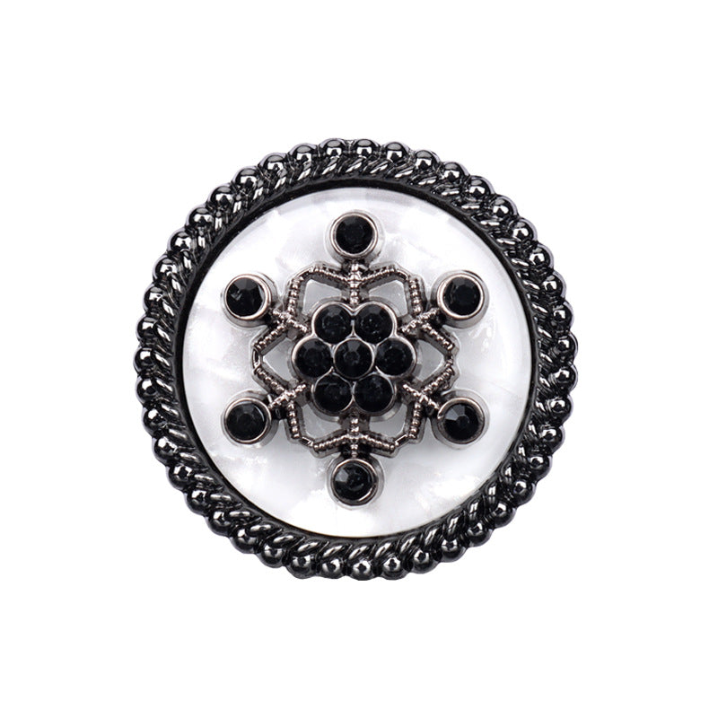 18/20/23/25mm Golden Black Metal Rhinestone Round Shank Buttons 10pcs