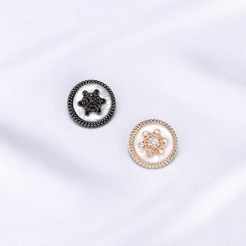 18/20/23/25mm Kulta-musta metallinen strassikivinen pyöreä nappi 10 kpl