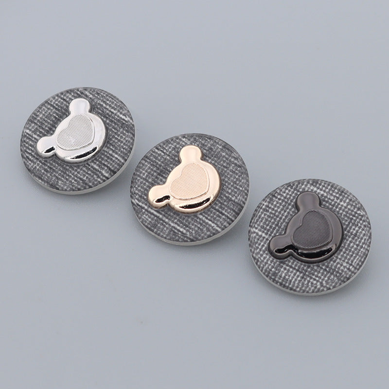 Golden Silver Black Bear Shaped Metal Shank Buttons for Children's Sweater 10pcs - Lots of Buttons