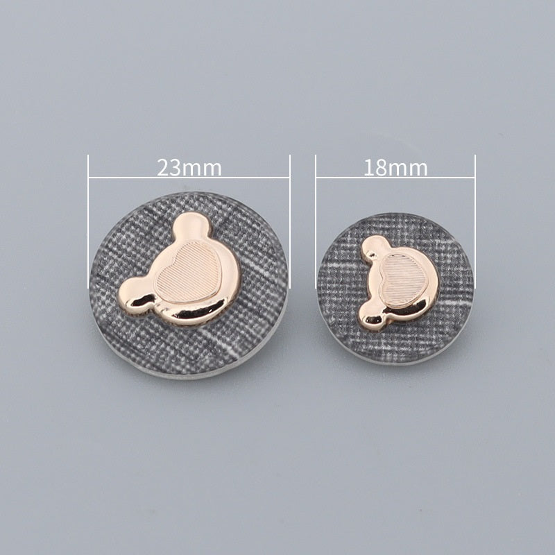 Golden Silver Black Bear Shaped Metal Shank Buttons for Children's Sweater 10pcs - Lots of Buttons