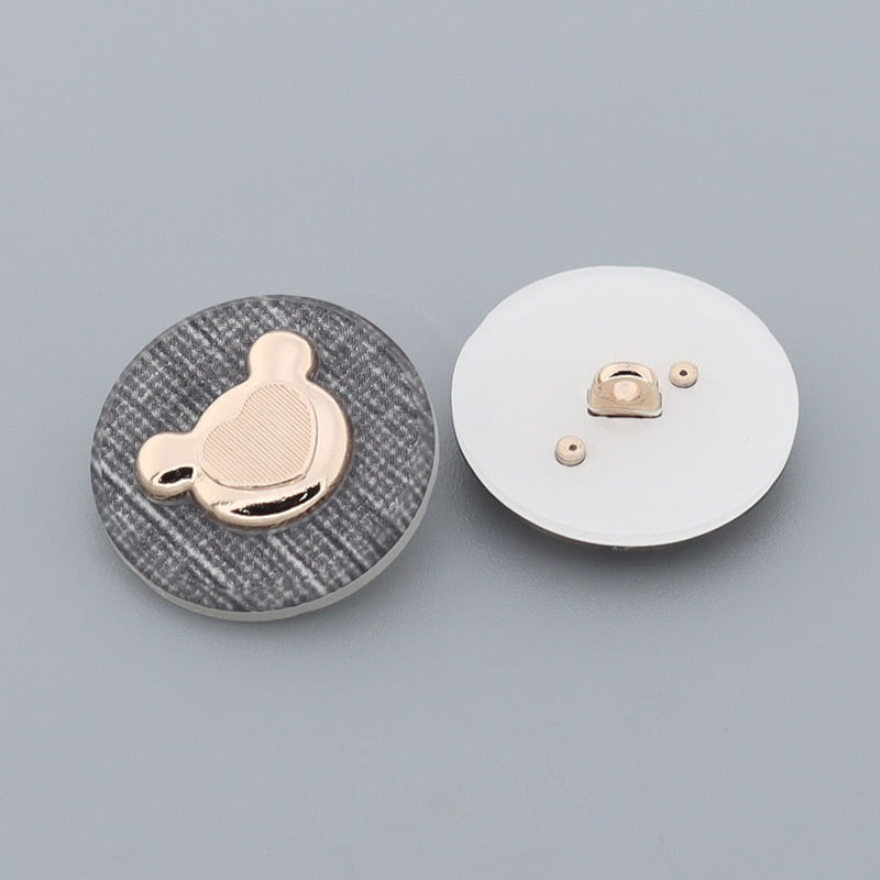 Golden Silver Black Bear Shaped Metal Shank Buttons for Children's Sweater 10pcs - Lots of Buttons