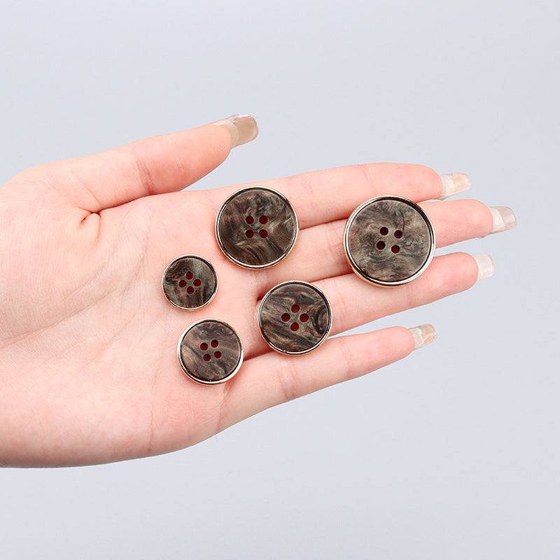 15-25mm Runda Metallharpiks Kombinerade Fyrhålsknappar 25 Pack