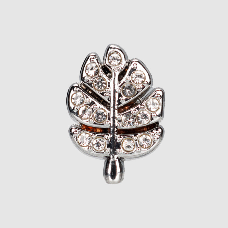 Botones de metal en forma de hoja pequeña de 12.5 mm de oro y plata con strass, paquete de 20