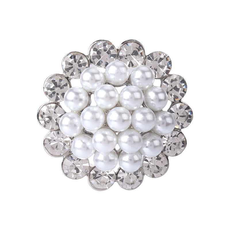 Metal Pearl Hollow Rhinestone Button for Women's Coats 4pcs - Lots of Buttons