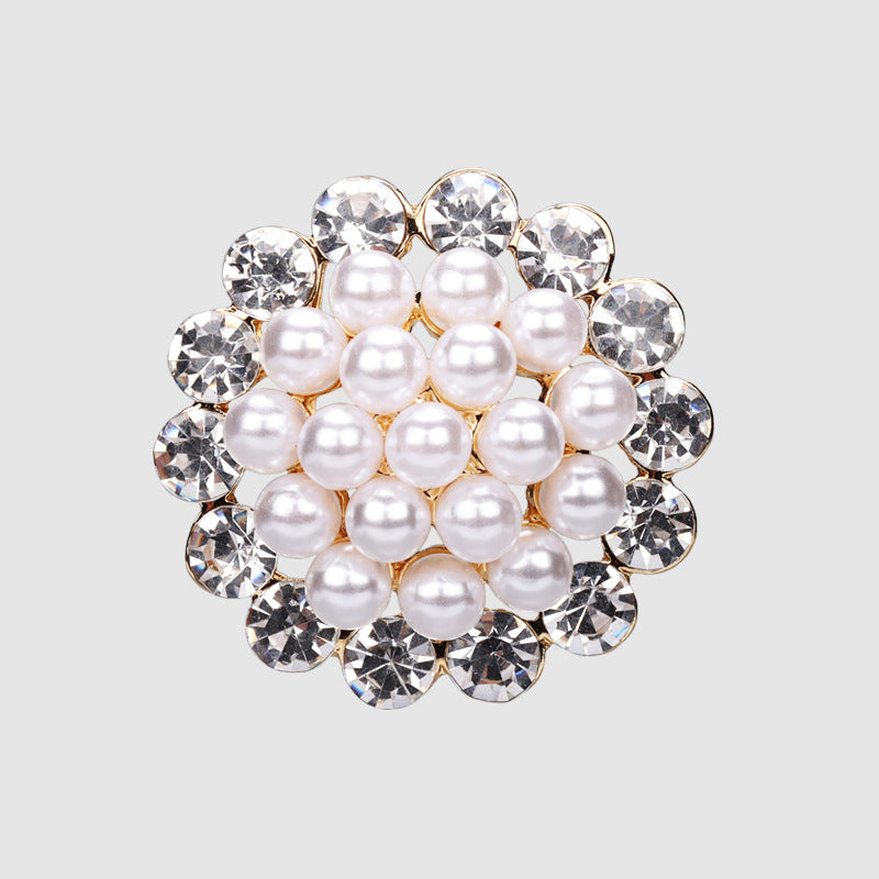 Metal Pearl Hollow Rhinestone Button for Women's Coats 4pcs - Lots of Buttons