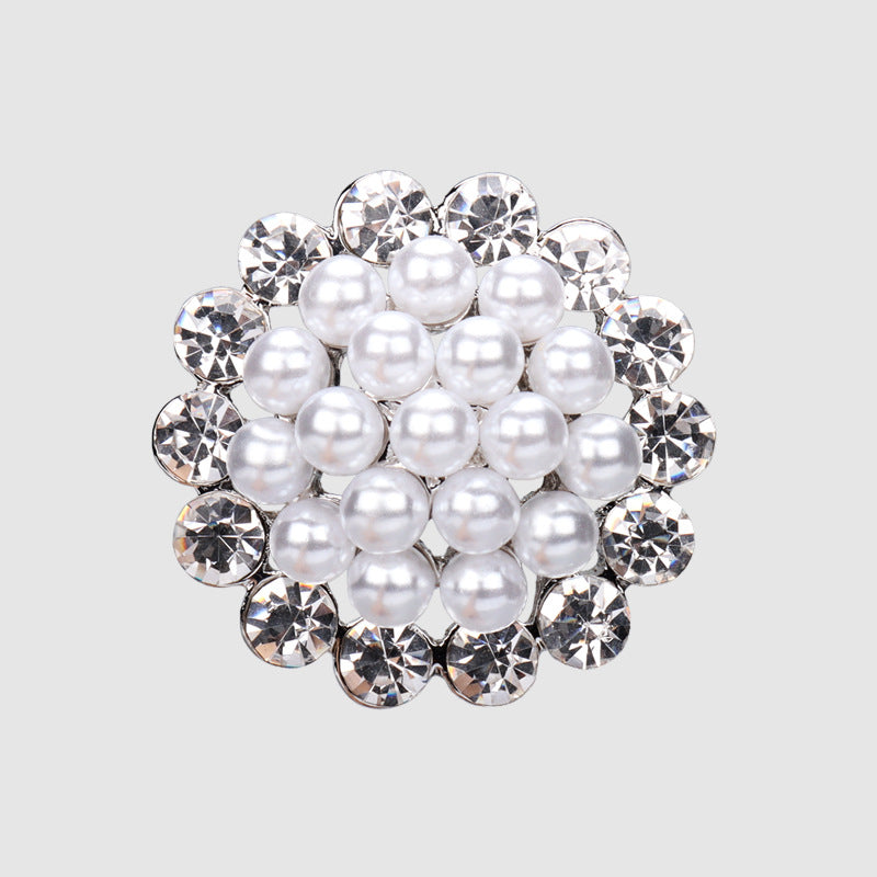 Metal Pearl Hollow Rhinestone Button for Women's Coats 4pcs - Lots of Buttons