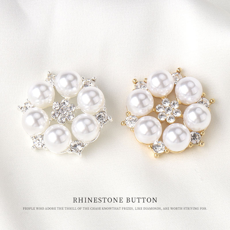 28mm Metalen Parels Rhinestone Knop voor Luxe Bontjassen 4st.