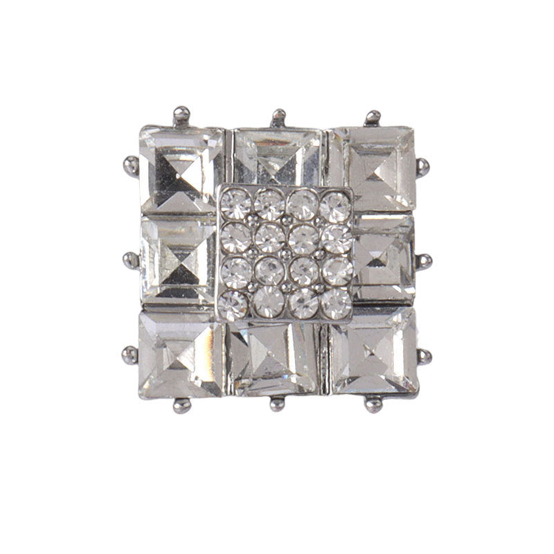 18mm Golden Silver Square Rhinestone Metal Buttons for Women Outerwear 2pcs