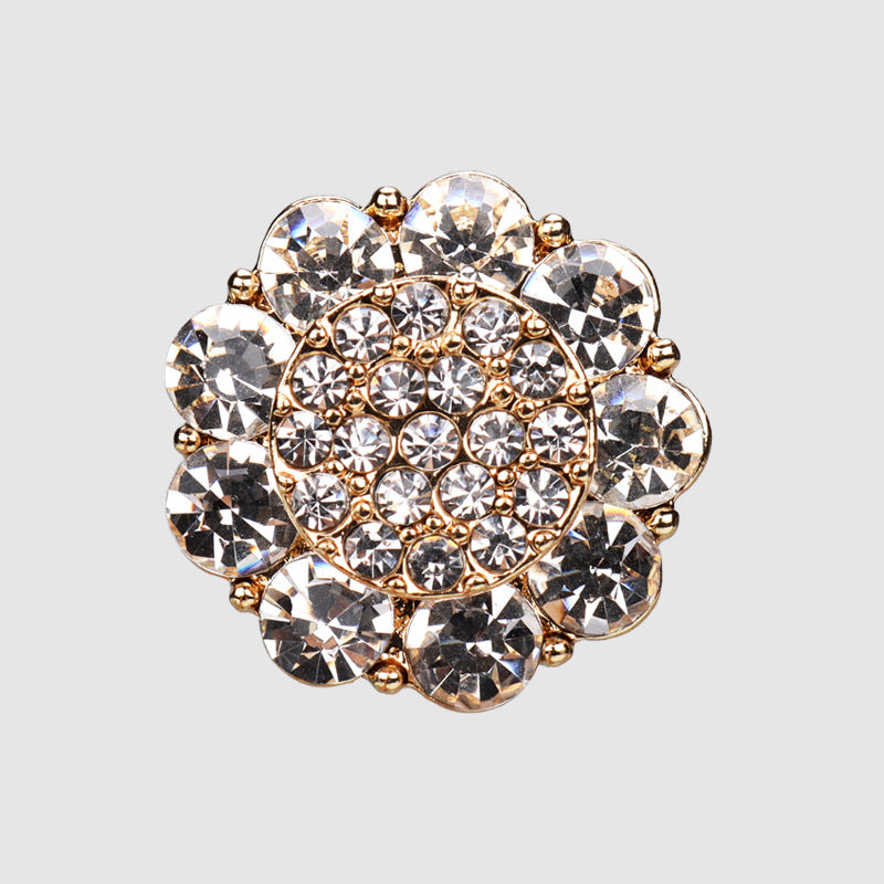 20mm Blumengeformte Goldene Silberne Glänzende Strass Näh Metall Shank Knöpfe 4 Stück