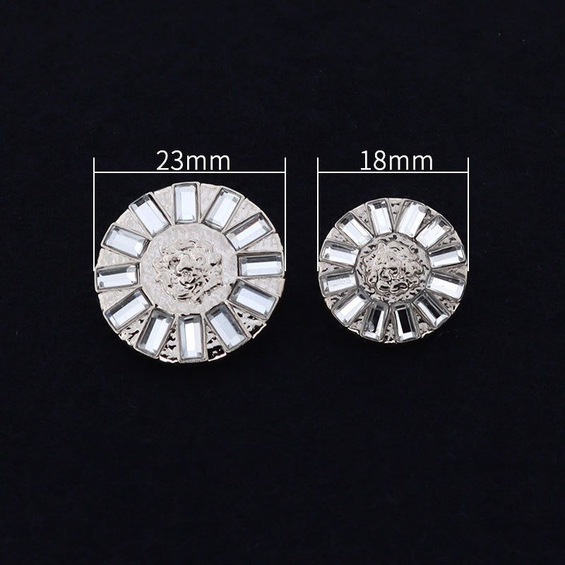 23mm Runde Eksklusive Metall Krystall Rhinestone Shank Knapper 10stk