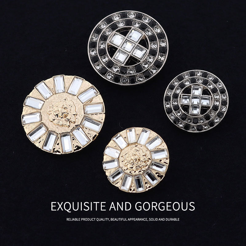 23mm Round Exquisite Metal Crystal Rhinestone Shank Coat Buttons 10pcs