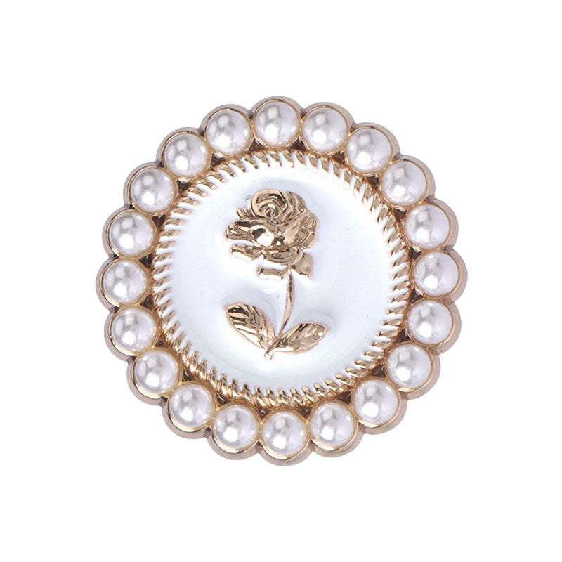 Pearl Rose Metal White Black Oiled Buttons for Women's Jackets 12 Pack - Lots of Buttons