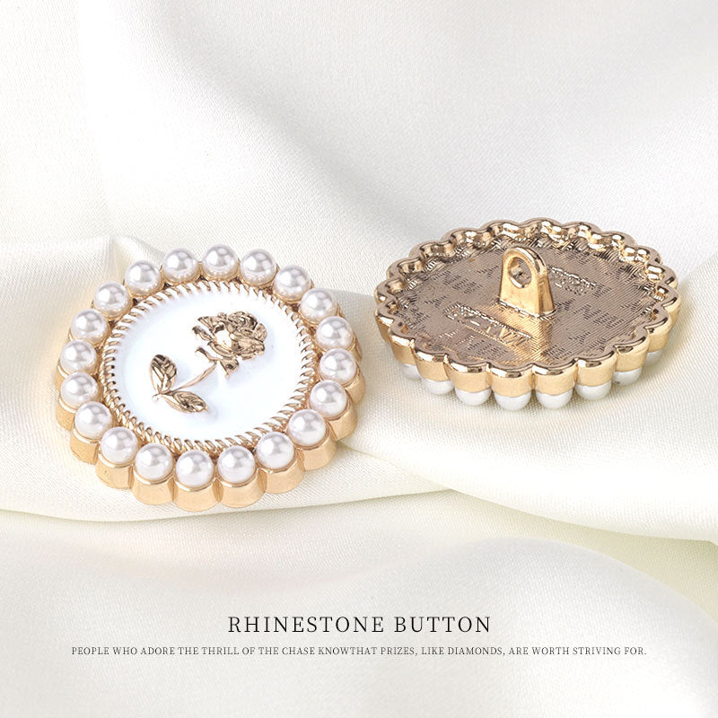 Pearl Rose Metal White Black Oiled Buttons for Women's Jackets 12 Pack - Lots of Buttons